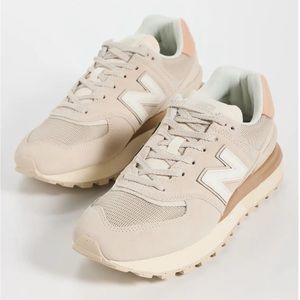 New Balance 574 Sneakers, size 8.5, white/white